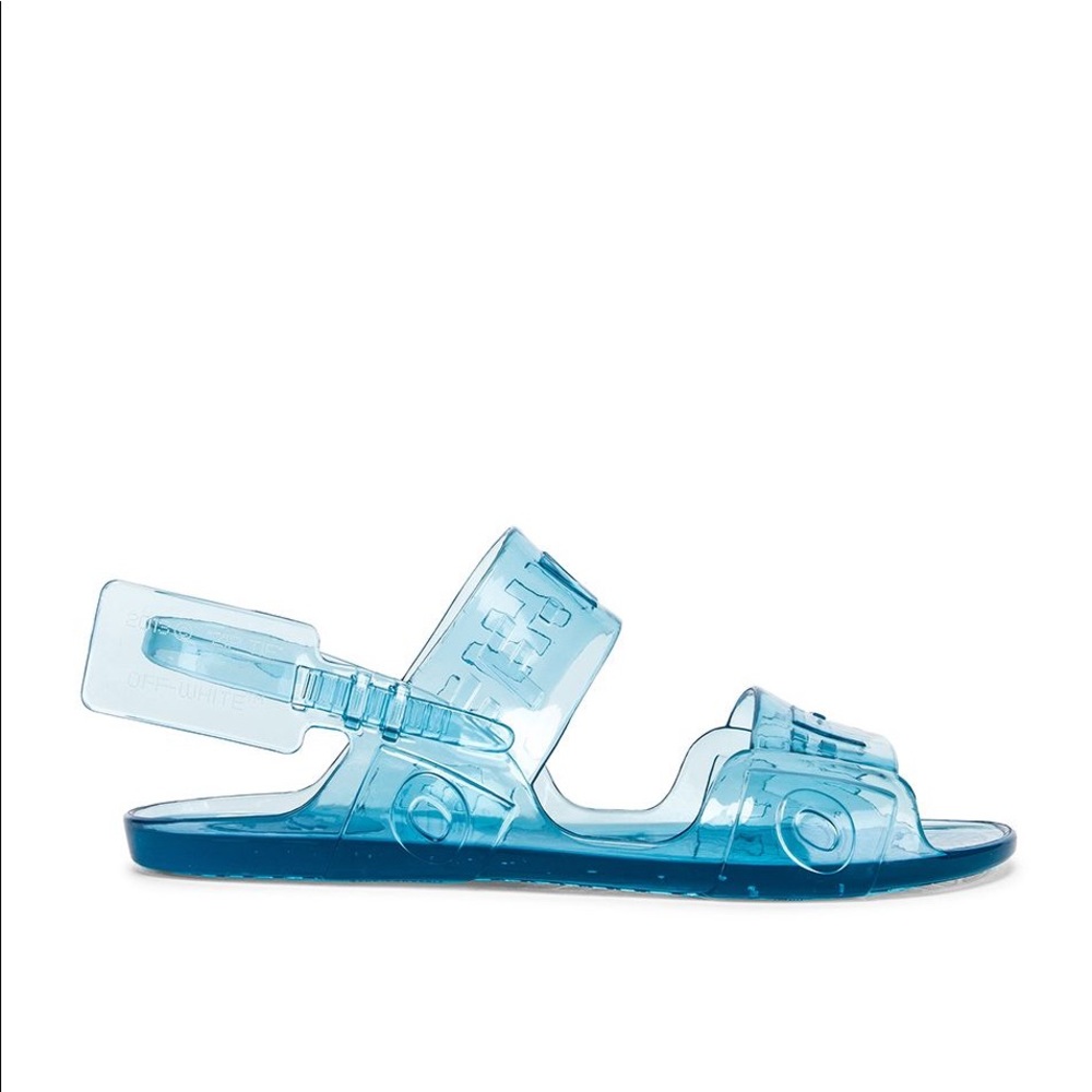 Off white blue jelly sandals